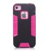 TPU and PC 2 in 1 Protective Case for iPhone 4/4S - Black/Magenta