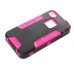 TPU and PC 2 in 1 Protective Case for iPhone 4/4S - Black/Magenta