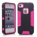 TPU and PC 2 in 1 Protective Case for iPhone 4/4S - Black/Magenta