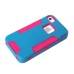 TPU and PC 2 in 1 Protective Case for iPhone 4/4S - Blue/Magenta