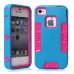 TPU and PC 2 in 1 Protective Case for iPhone 4/4S - Blue/Magenta