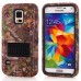 Trees Pattern Silicone And PC Back Case With Stand And Touch Through Screen Protector For Samsung Galaxy S5 G900 - Black