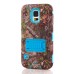 Trees Pattern Silicone And PC Back Case With Stand And Touch Through Screen Protector For Samsung Galaxy S5 G900 - Blue