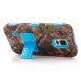 Trees Pattern Silicone And PC Back Case With Stand And Touch Through Screen Protector For Samsung Galaxy S5 G900 - Blue