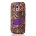 Trees Pattern Silicone And PC Back Case With Stand And Touch Through Screen Protector For Samsung Galaxy S5 G900 - Purple