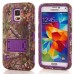 Trees Pattern Silicone And PC Back Case With Stand And Touch Through Screen Protector For Samsung Galaxy S5 G900 - Purple