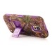 Trees Pattern Silicone And PC Back Case With Stand And Touch Through Screen Protector For Samsung Galaxy S5 G900 - Purple