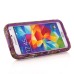 Trees Pattern Silicone And PC Back Case With Stand And Touch Through Screen Protector For Samsung Galaxy S5 G900 - Purple