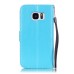 Trendy Elegant Floral Clasp Magnetic Stand Wallet Leather Case for Samsung Galaxy S7 - Blue