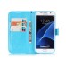 Trendy Elegant Floral Clasp Magnetic Stand Wallet Leather Case for Samsung Galaxy S7 - Blue