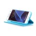 Trendy Elegant Floral Clasp Magnetic Stand Wallet Leather Case for Samsung Galaxy S7 - Blue