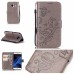 Trendy Elegant Floral Clasp Magnetic Stand Wallet Leather Case for Samsung Galaxy S7 - Grey