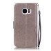 Trendy Elegant Floral Clasp Magnetic Stand Wallet Leather Case for Samsung Galaxy S7 - Grey