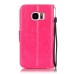 Trendy Elegant Floral Clasp Magnetic Stand Wallet Leather Case for Samsung Galaxy S7 - Magenta