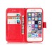 Trendy Elegant Floral Clasp Magnetic Stand Wallet Leather Case for iPhone 6 / 6s - Red