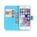 Trendy Elegant Floral Clasp Magnetic Stand Wallet Leather Case for iPhone 6 / 6s Plus - Blue