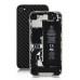 Twill Pattern Leather Hard Back Cover For iPhone 4S - Black