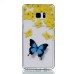 Two Separate Pieces Slim Colored Printed PC And TPU Bumper for Samsung Galaxy Note 7 - Blue butterfly  And Yellow Flower /Black