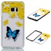 Two Separate Pieces Slim Colored Printed PC And TPU Bumper for Samsung Galaxy Note 7 - Blue butterfly  And Yellow Flower /Black