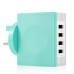 UK Plug 4 USB Ports 6.2 A Charger Adapter for iPhone iPad iPod Samsung - Blue/White