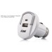 USB Plug Car Charger Adapter For iPhone iPod - White