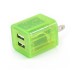 US Plug Dual Port USB Power Home Travel Charger Adapter with Flashing Light for iPhone iPad iPod Samsung - Fluorescent Green