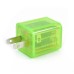 US Plug Dual Port USB Power Home Travel Charger Adapter with Flashing Light for iPhone iPad iPod Samsung - Fluorescent Green