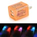 US Plug Dual Port USB Power Home Travel Charger Adapter with Flashing Light for iPhone iPad iPod Samsung - Orange