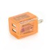 US Plug Dual Port USB Power Home Travel Charger Adapter with Flashing Light for iPhone iPad iPod Samsung - Orange