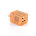 US Plug Dual Port USB Power Home Travel Charger Adapter with Flashing Light for iPhone iPad iPod Samsung - Orange