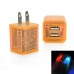US Plug Dual Port USB Power Home Travel Charger Adapter with Flashing Light for iPhone iPad iPod Samsung - Orange