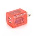 US Plug Dual Port USB Power Home Travel Charger Adapter with Flashing Light for iPhone iPad iPod Samsung - Red