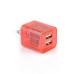 US Plug Dual Port USB Power Home Travel Charger Adapter with Flashing Light for iPhone iPad iPod Samsung - Red