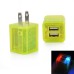 US Plug Dual Port USB Power Home Travel Charger Adapter with Flashing Light for iPhone iPad iPod Samsung - Yellow