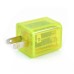 US Plug Dual Port USB Power Home Travel Charger Adapter with Flashing Light for iPhone iPad iPod Samsung - Yellow