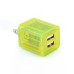 US Plug Dual Port USB Power Home Travel Charger Adapter with Flashing Light for iPhone iPad iPod Samsung - Yellow