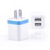 US Plug Dual Port USB Power Wall Charger Adapter for iPhone iPad iPod Samsung - Blue