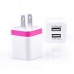 US Plug Dual Port USB Power Wall Charger Adapter for iPhone iPad iPod Samsung - Magenta