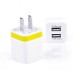 US Plug Dual Port USB Power Wall Charger Adapter for iPhone iPad iPod Samsung - Yellow