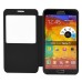 Ultra Thin Brushed Stand Flip Leather Case with Window View for Samsung Galaxy Note 3 - Black