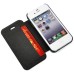 Ultra Thin Flip Built-in Card Slot Leather Case for iPhone 4 iPhone 4S - Black