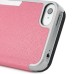 Ultra Thin Flip Built-in Card Slot Leather Case for iPhone 4 iPhone 4S - Pink