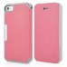 Ultra Thin Flip Built-in Card Slot Leather Case for iPhone 4 iPhone 4S - Pink