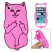 Unique 3D Impolite Cat Silicone Back Case Cover For iPhone 5/5s - Magenta