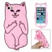 Unique 3D Impolite Cat Silicone Back Case Cover For iPhone 5/5s - Pink