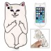 Unique 3D Impolite Cat Silicone Back Case Cover For iPhone 5/5s - White