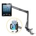 Universal Carbon Steel Adjustable Tablet Pad Phone Extend Tray Lazy Bracket Table Bed Stand Holder Mount For iPhone iPad Samsung Smartphone - Black