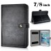 Universal Fashion Leather Folio Velcro Stand Case Cover For 7/8 inch Devices iPad Mini 1 / 2 /3/4 - Black