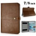 Universal Fashion Leather Folio Velcro Stand Case Cover For 7/8 inch Devices iPad Mini 1 / 2 /3/4 - Brown