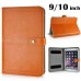 Universal Fashion Leather Folio Velcro Stand Case Cover For 9/10 inch Devices iPad2/3/4/ Air/Air 2 - Yellowish Brown